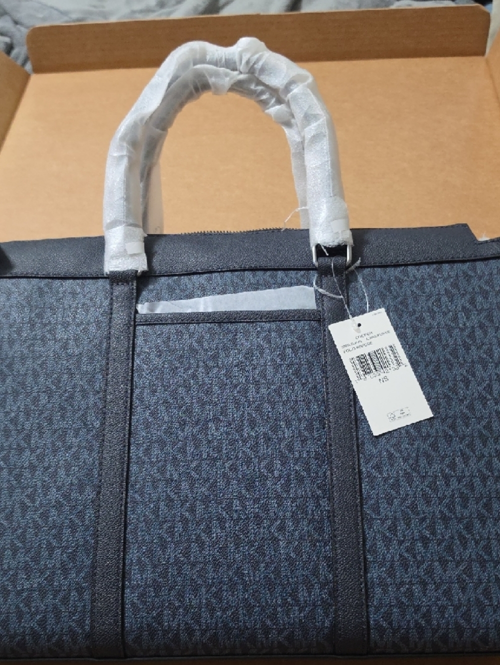 Michael Kors Men's Navy MK Logo Briefcase Tote Brand New With Tags - Picture 2 of 5